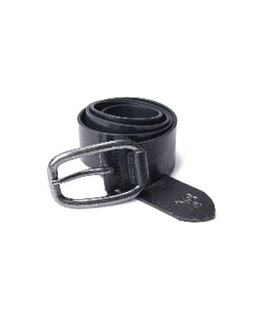 Gas Blue Black Leather Regular Belt