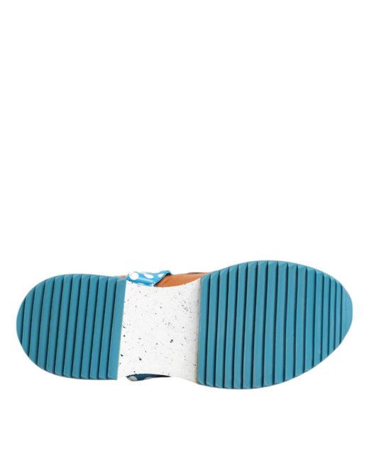 Dolce & Gabbana Blue Multicolor Leather Low Top Sneakers Shoes for men