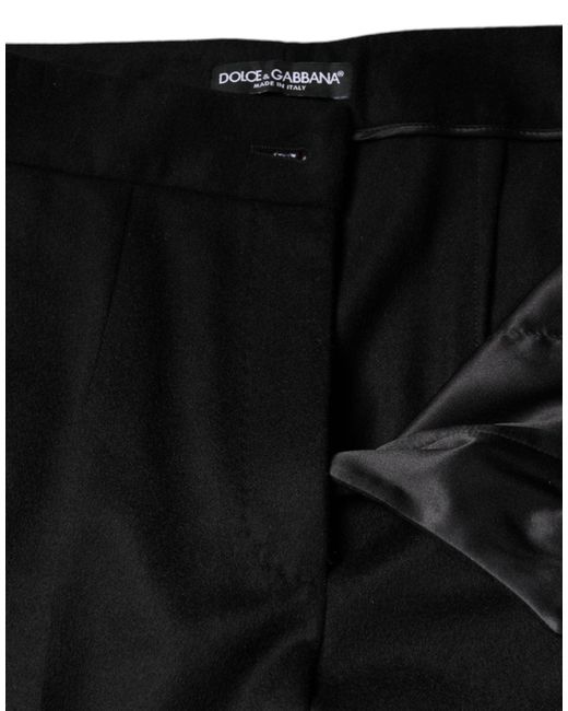 Dolce & Gabbana Black Cashmere Mid Waist Boot Cut Pants