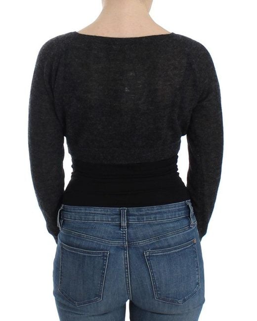 Ermanno Scervino Black Chic Cropped Alpaca Wool Sweater
