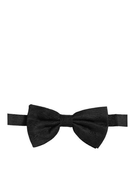 Dolce & Gabbana Men Black Silk Brocade Adjustable Neck Papillon Bow Tie for men
