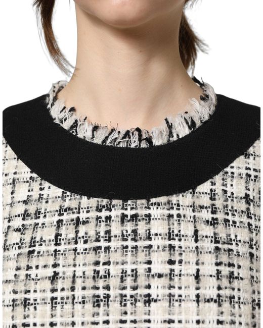 Dolce & Gabbana Gray Black White Tweed Sheath A