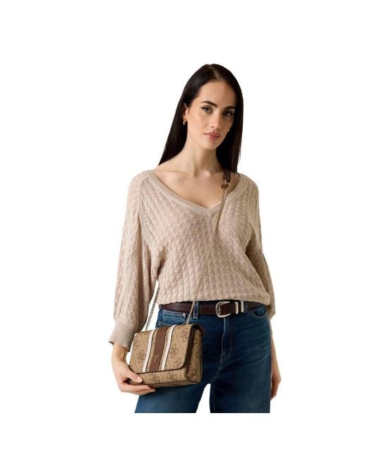 Guess Brown Bicolor Polyethylene Handbag
