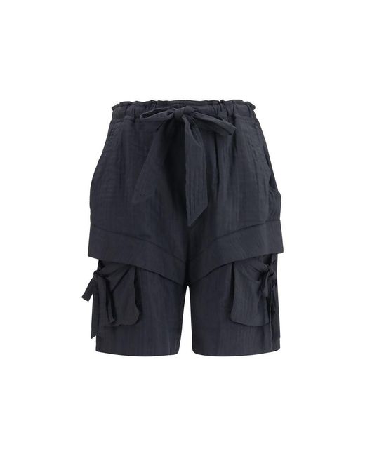 Isabel Marant Blue Black Viscose Bermuda Shorts