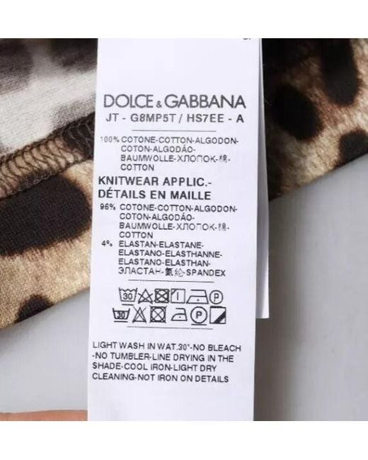 Dolce & Gabbana Black Leopard Print Crew Neck Tshirt for men