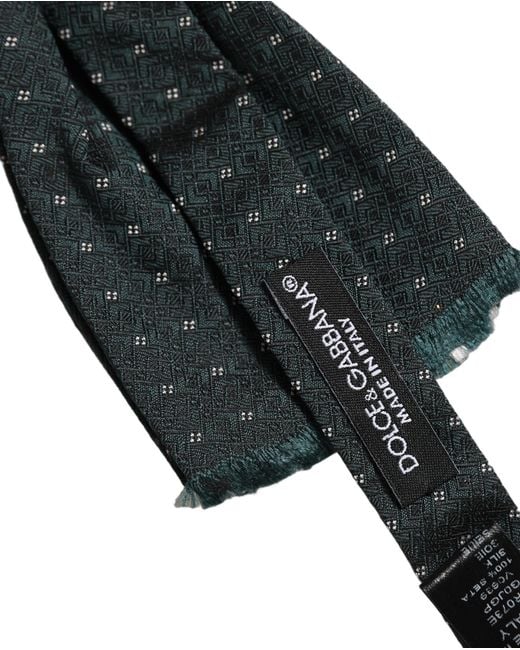 Dolce & Gabbana Black Men Green Patterned Adjustable Neck Papillon Bow Tie for men