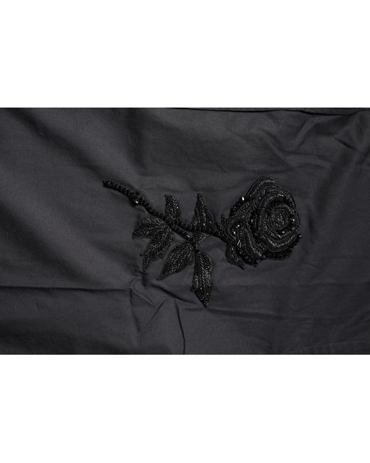 Dolce & Gabbana Black Floral Gold Cotton Dress Formal Shirt for men