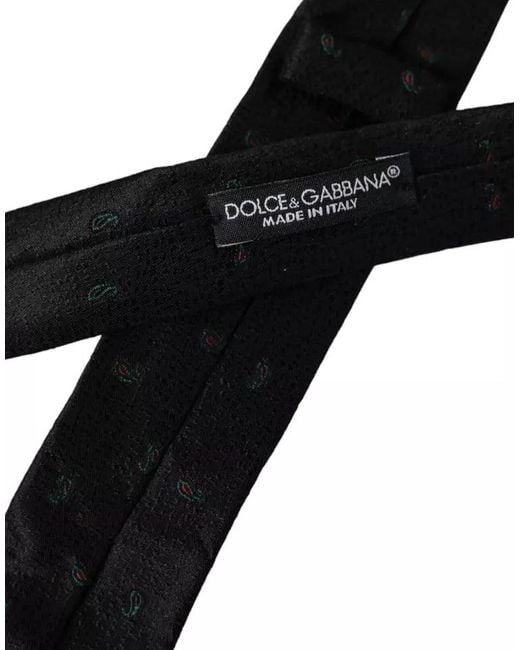 Dolce & Gabbana Black Paisley Pattern Necktie for men