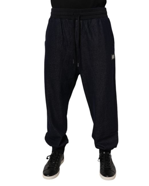 Dolce Gabbana Men's Black Jacquard Cotton Jogger Sweatpants Pants