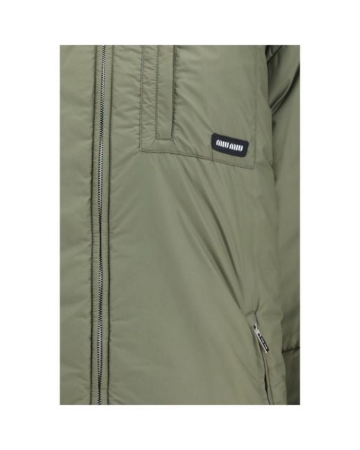 Miu Miu Green Bicolor Goose Down Shell Jacket