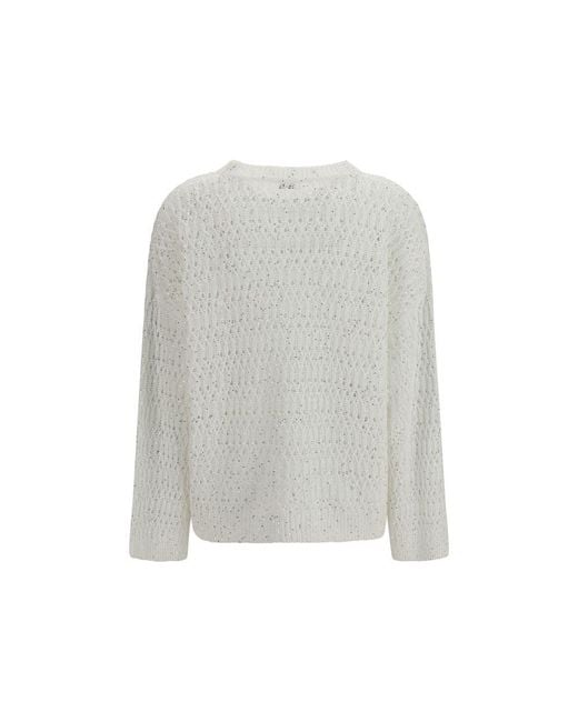 Brunello Cucinelli Gray White Silk Sweatshirt