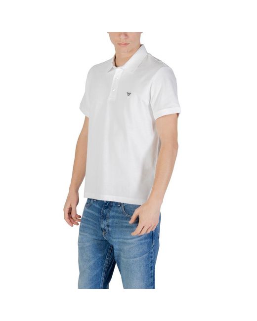 Emporio Armani Blue White Cotton Polo Shirt for men