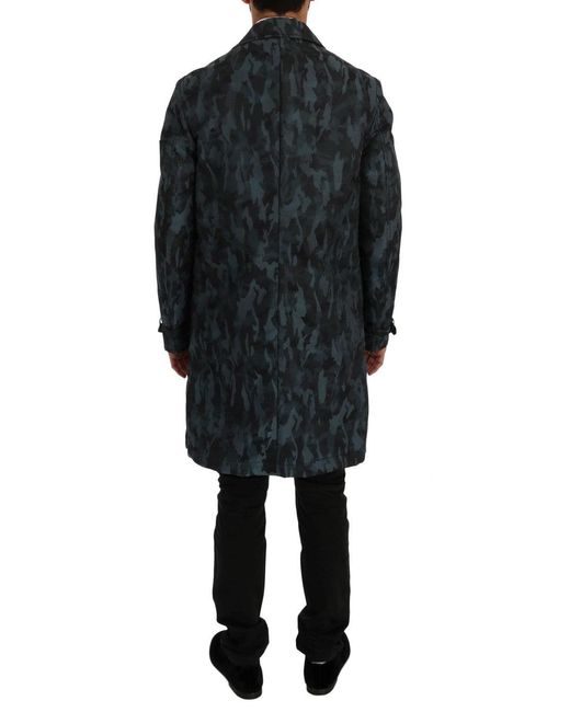 Dolce & Gabbana Camouflage Trench Trench Blue Sig60312 for men