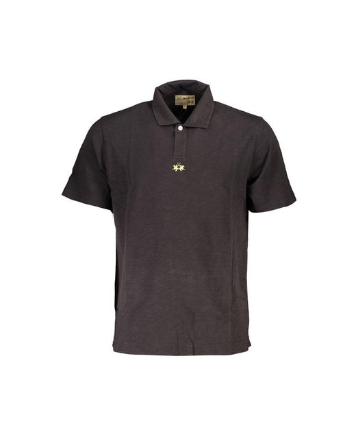 La Martina Black Cotton Polo Shirt for men