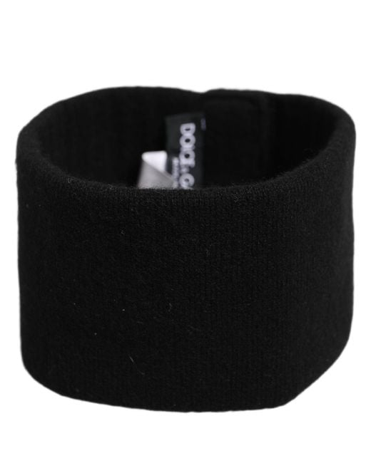Dolce & Gabbana Men Black Cashmere Knitted Logo Head Band One Size for men