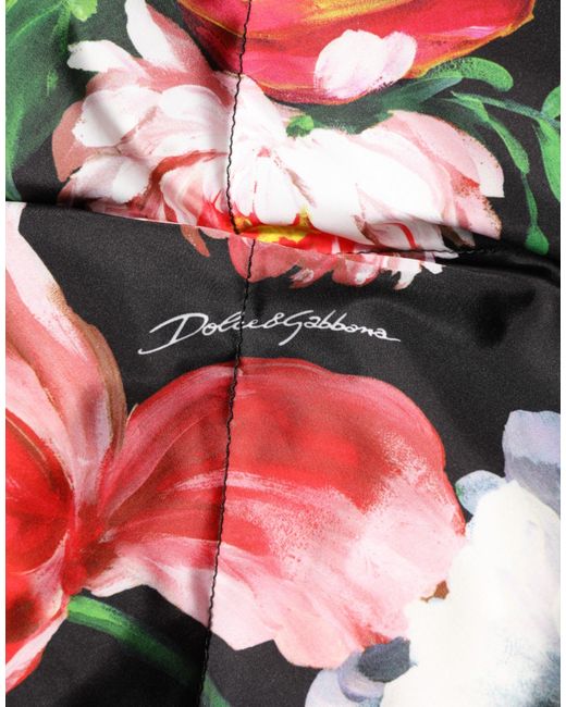 Dolce & Gabbana Red Multicolor Floral Hooded Puffer Coat Jacket