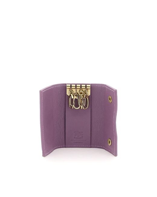 Il Bisonte Purple Leather Key Holder