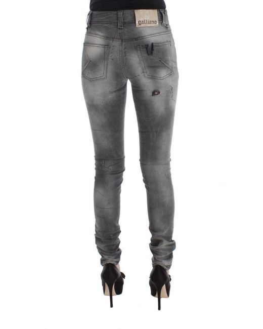 John Galliano Gray Wash Cotton Blend Slim Fit Denim Jeans Pants