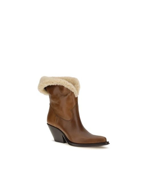 Chloé Brown Calf Leather Bos Taurus Ankle Boots