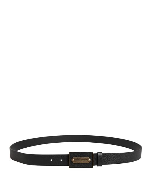 Dolce & Gabbana Black Calf Leather Metal Buckle Belt for men