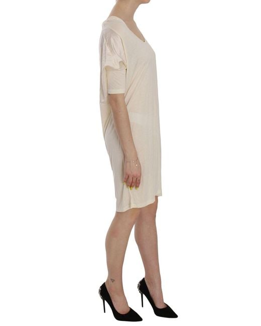 CoSTUME NATIONAL Natural Costume Nationa Chic Cream A-Line Elbow Sleeve Dress