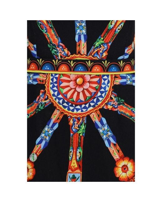 Dolce & Gabbana Black Multicolor Cotton Casual Dress
