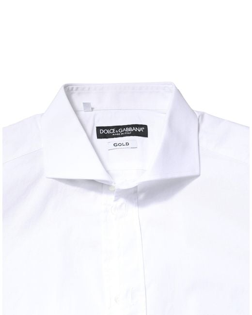 Dolce & Gabbana White Cotton Long Sleeves Dress Shirt for men