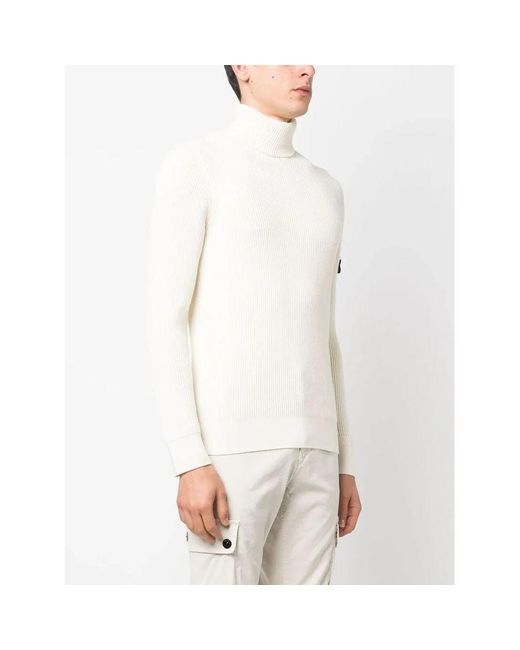 Stone Island White Wool Sweater for men