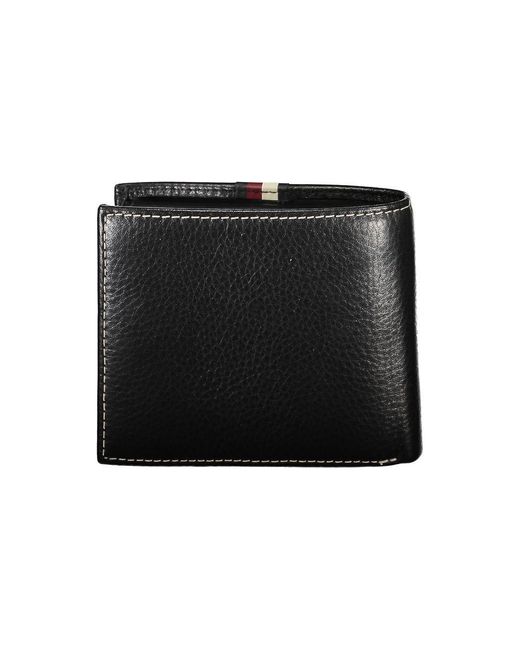 Tommy Hilfiger Black Elegant Leather Dual-Compartment Wallet for men