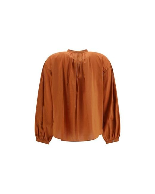Forte_forte Brown Orange Cotton Pattern Shirt