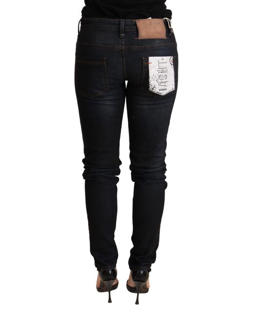 Acht Black Blue Washed Low Waist Skinny Denim Trouser
