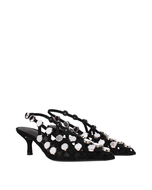 The Attico Black Leather Stiletto Heel Sandals