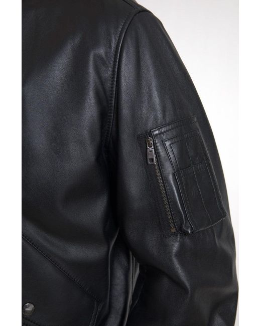 Dolce & Gabbana Black Leather Blouson Full Zip Bomber Jacket for men