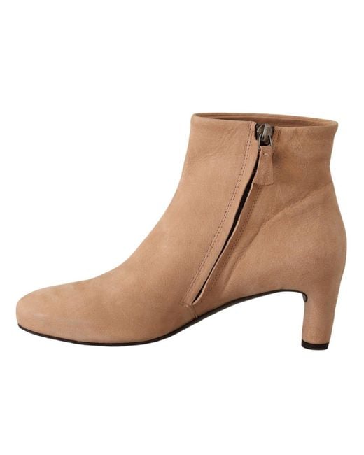Roberto Del Carlo Brown Beige Suede Leather Mid Heels Pumps Boots Shoes