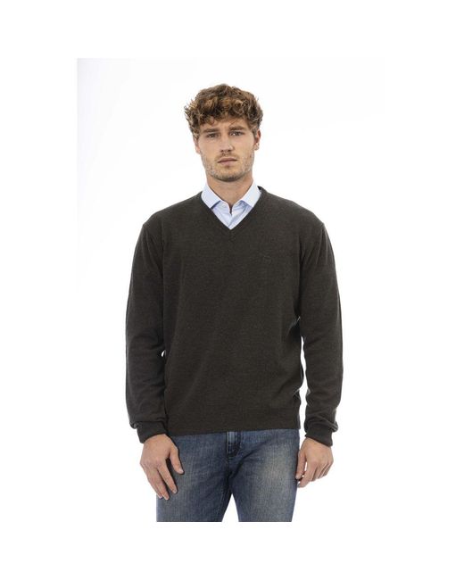 Sergio Tacchini Black Green Wool Sweater for men