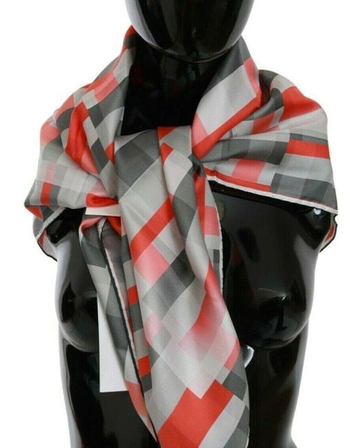 CoSTUME NATIONAL Black Red Silk Shawl Foulard Wrap Scarf
