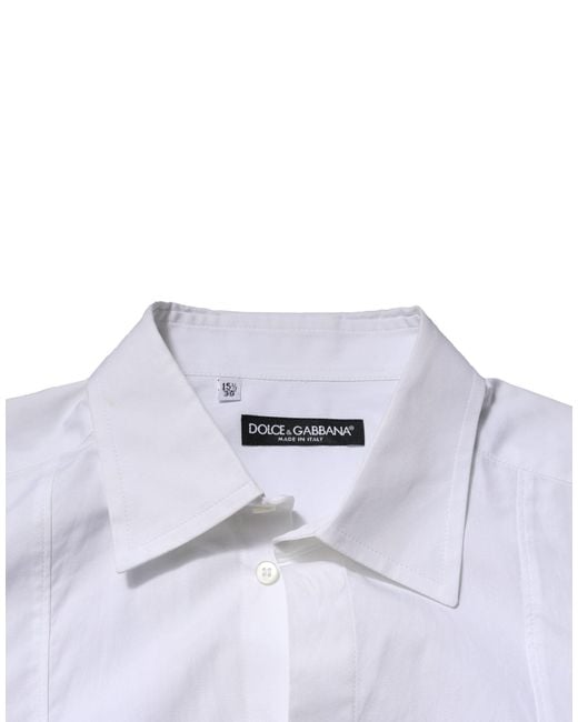 Dolce & Gabbana White Poplin Cotton Formal Dress Shirt for men