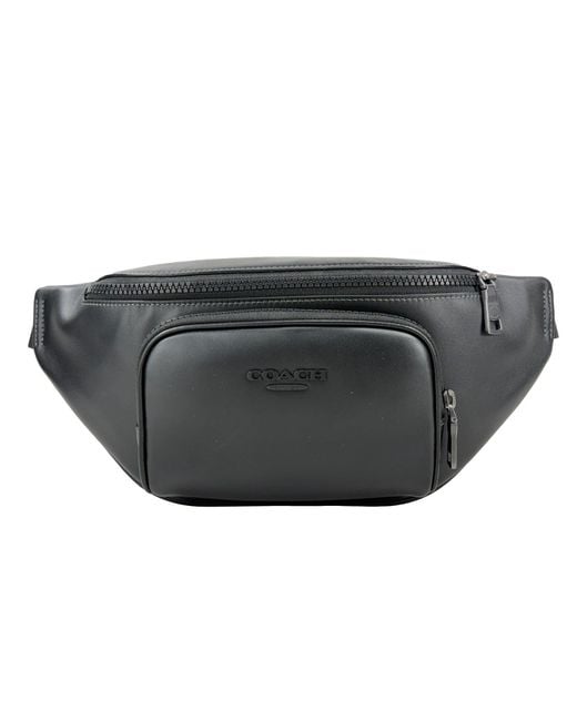 COACH Gray Racer Leather Fanny Belt Bag
