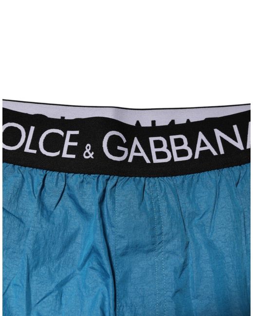 Dolce & Gabbana Blue Logo Waistband Beachwear Shorts Swimwear for men