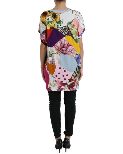 Dolce & Gabbana Multicolor Patchwork Cotton Silk Blouse Top