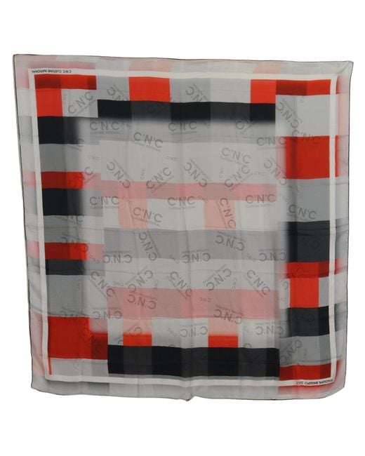 CoSTUME NATIONAL Black Gray Red Shawl Foulard Wrap Scarf