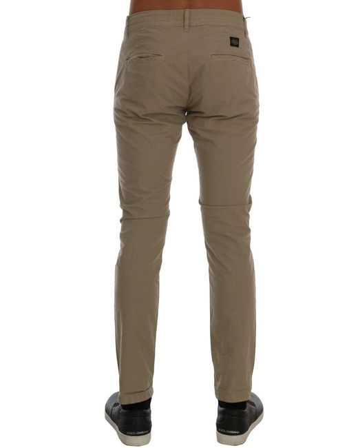 Daniele Alessandrini Natural Cotton Stretch Slim Fit Trouser Beige Tsh1382 for men