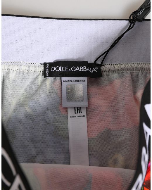 Dolce & Gabbana Blue Multicolor Floral Print High Waist Panty Underwear