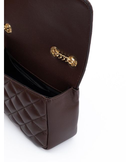 Versace Brown Quilted Leather Shoulder Strap Bag