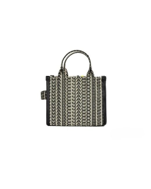 Marc Jacobs Black The Monogram Mini Tote Woven Jacquard Canvas Crossbody Handbag