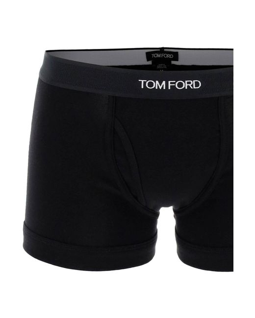 Tom Ford Black Cotton Boxer Briefs With Logo Band for men