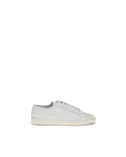 Saint Laurent White Calf Leather Bos Taurus Low Top Sneakers for men