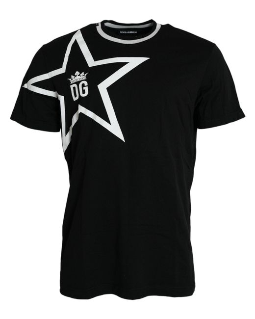 Dolce & Gabbana Black Logo Star Cotton Crew Neck T-Shirt for men