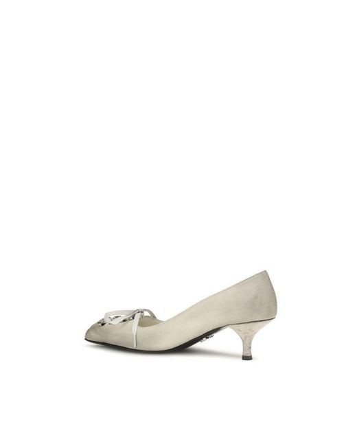 Prada Metallic White Calf Leather Bos Taurus Lace