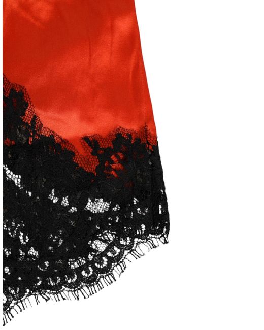 Dolce & Gabbana Red Silk Satin Lace Shorts Underwear